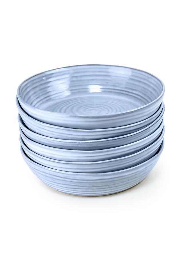 Set Of 6 -Tia Stoneware Soup Plate - 23Cm, Blue